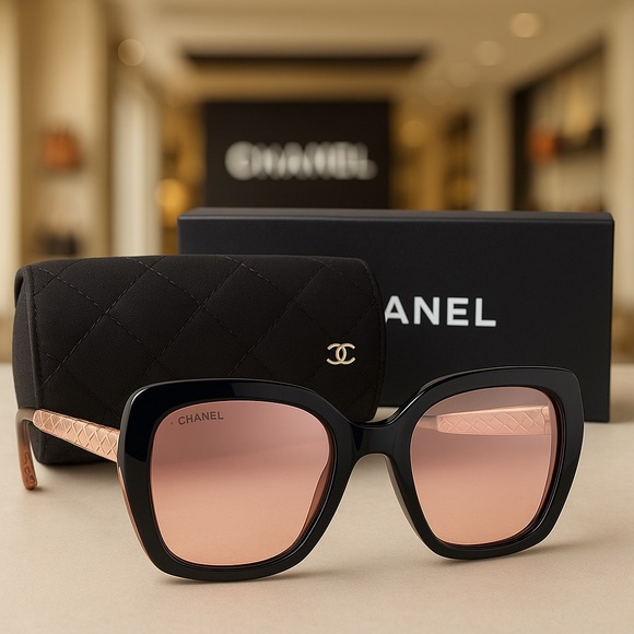 Authentic CHANEL Quilted Gold Mirror Sunglasses 5390-A Gold Sides - Picture 1 of 7
